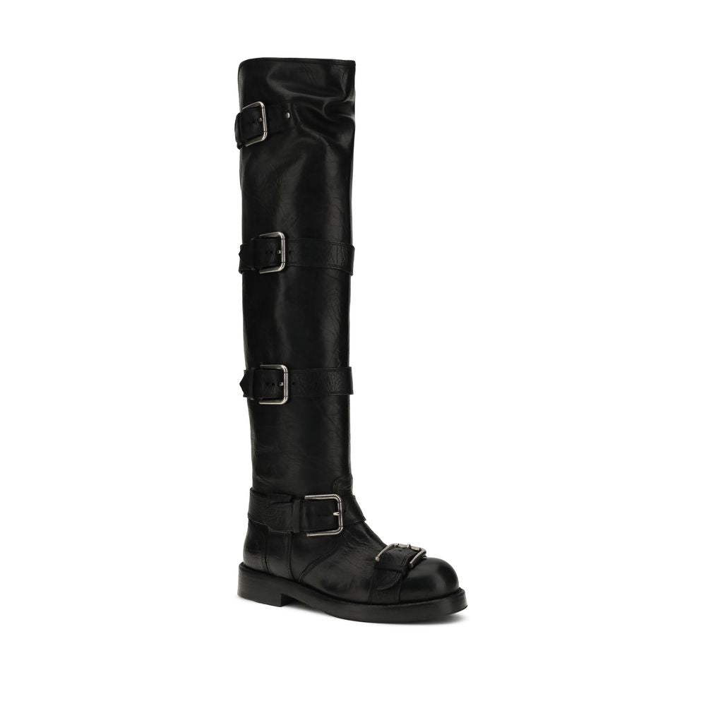 Black Calf Leather Bos Taurus Lace-Up Boots