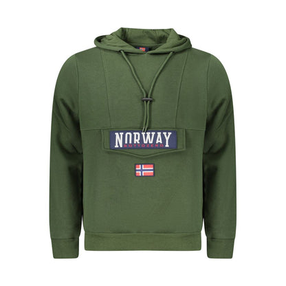 "Verde Cotton Men Sweatshirt with Hood and Central Pocket"