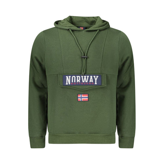"Verde Cotton Men Sweatshirt with Hood and Central Pocket"