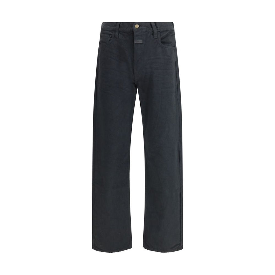Black Cotton Straight-Leg Jeans