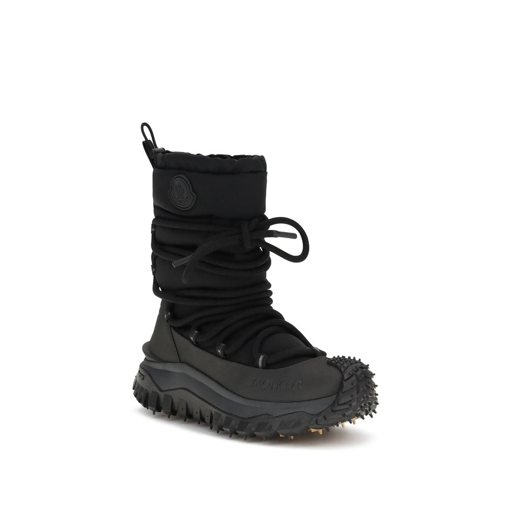 Black Polyamide Lace-Up Boots