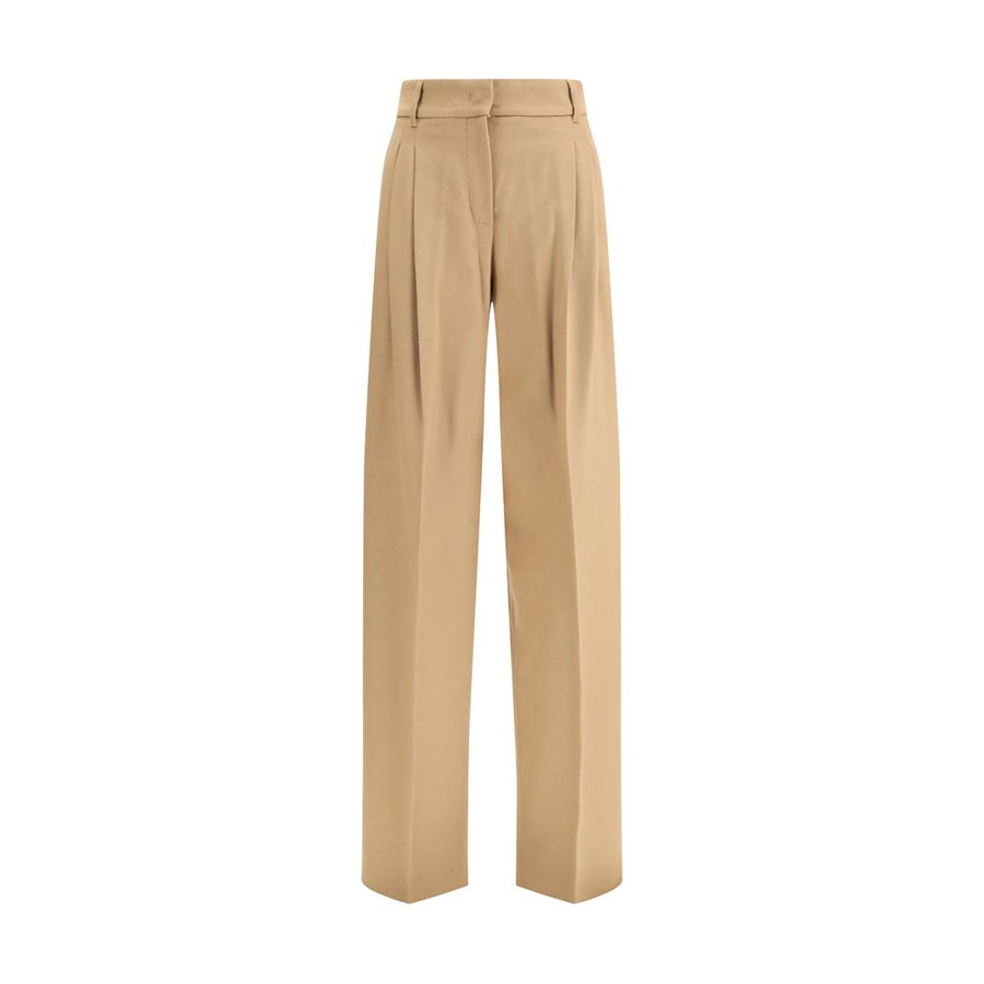Beige Fleece Wool Casual Pants