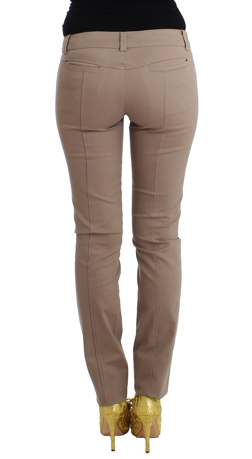 Beige Dress Skinny Slim Straight Chinos Pants