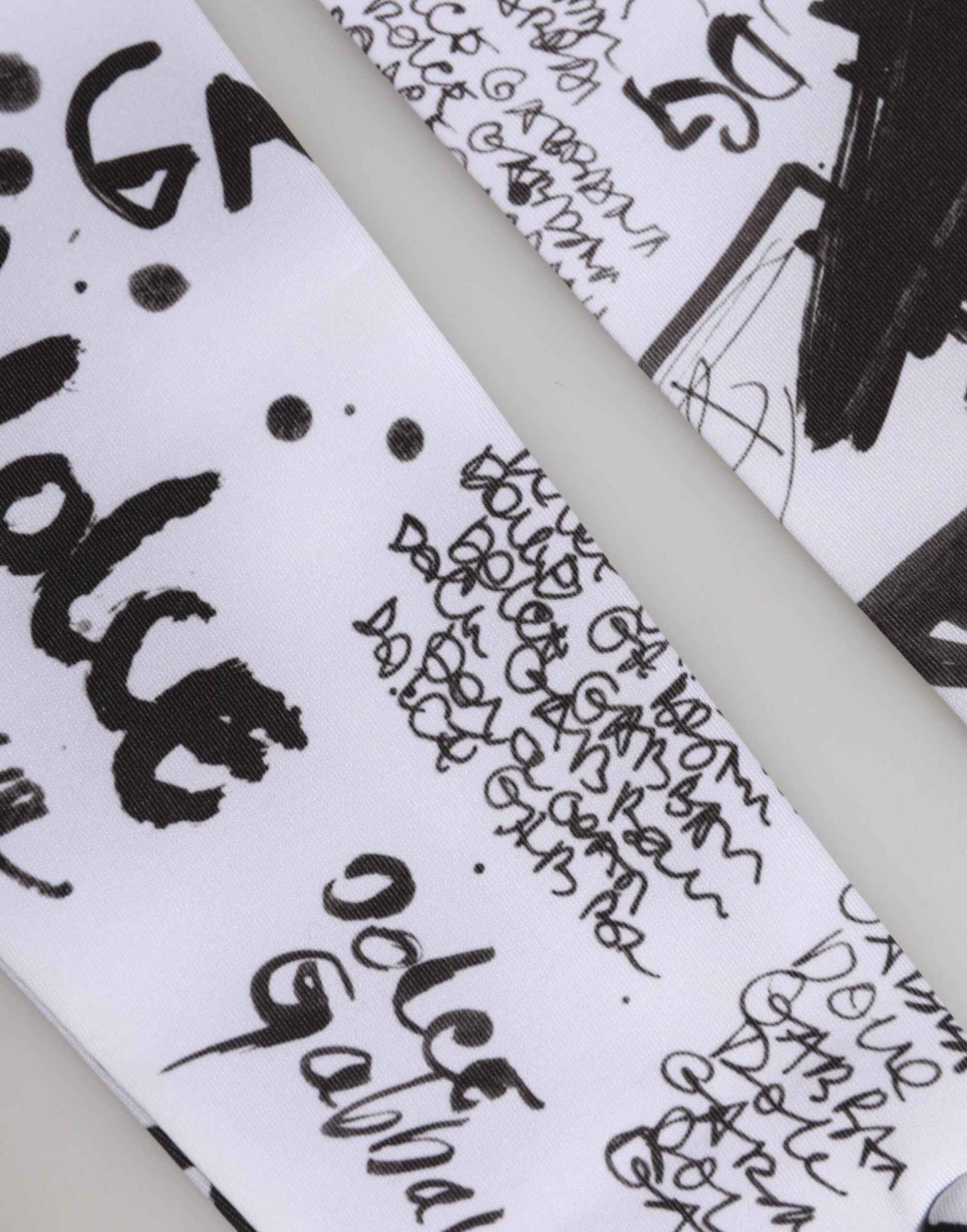 Black White DG Logo Elbow Length Mitten Gloves