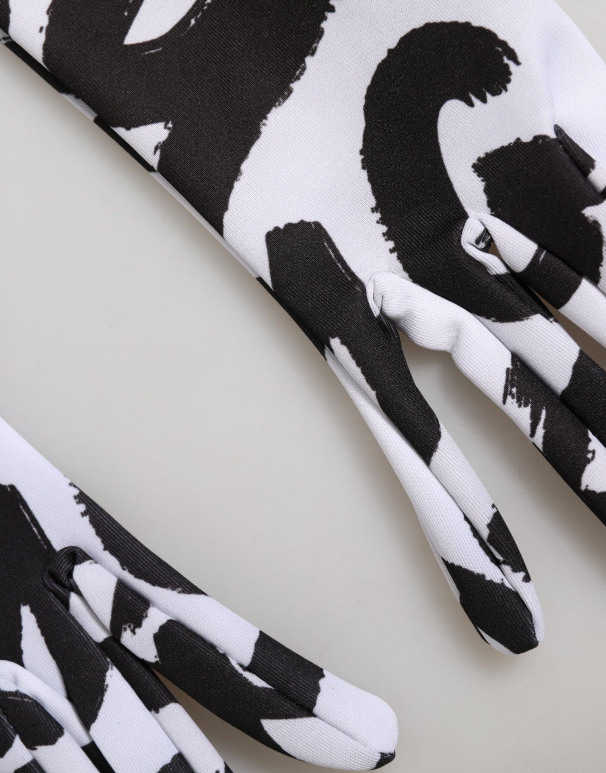 Black White DG Logo Elbow Length Mitten Gloves