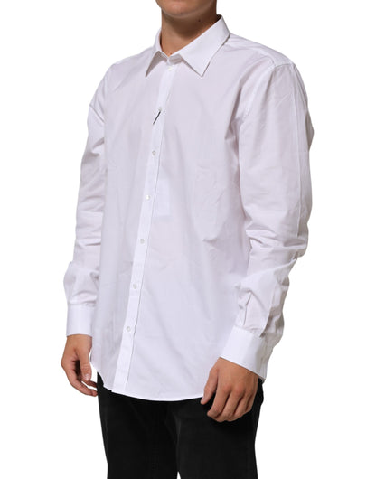 White Cotton Collared Long Sleeve Men Dress Shirt