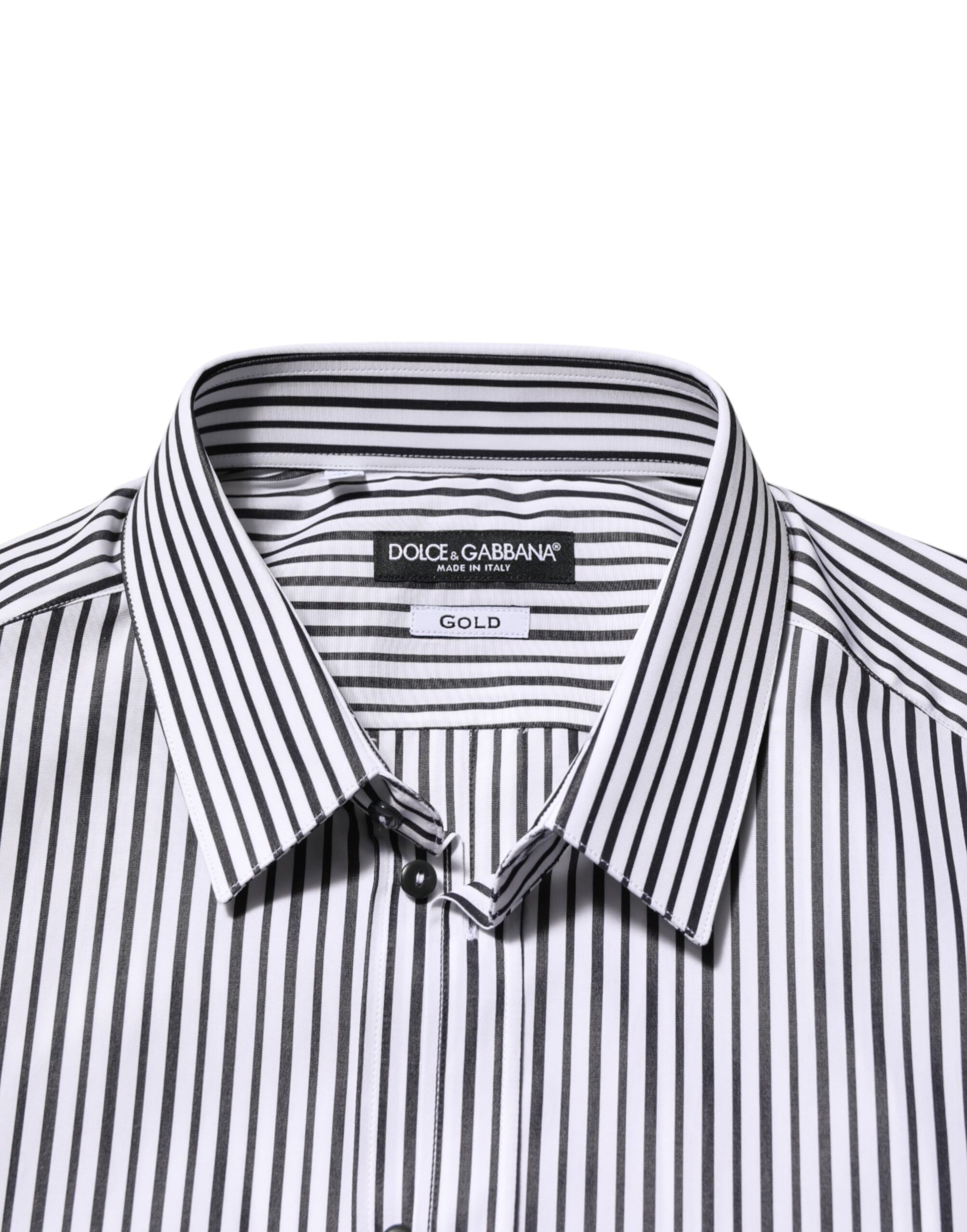 Black White Stripes Men GOLD Dress Shirt