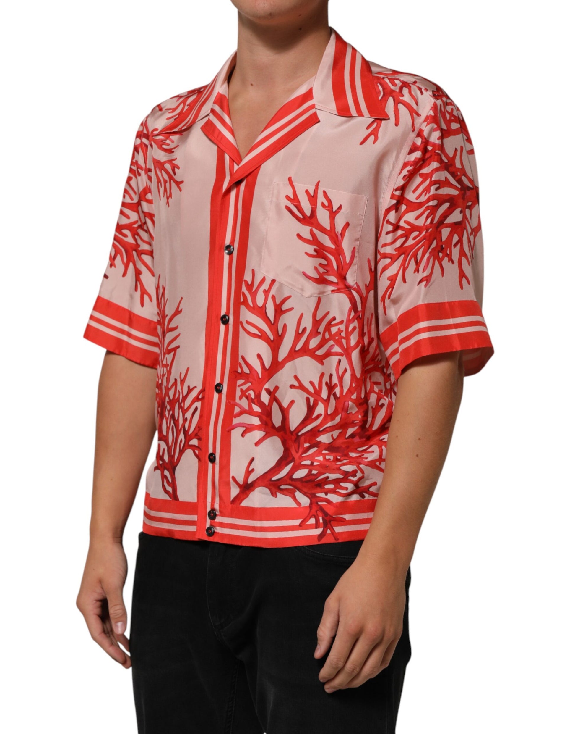 Red Corals Short Sleeves Collared Shirt