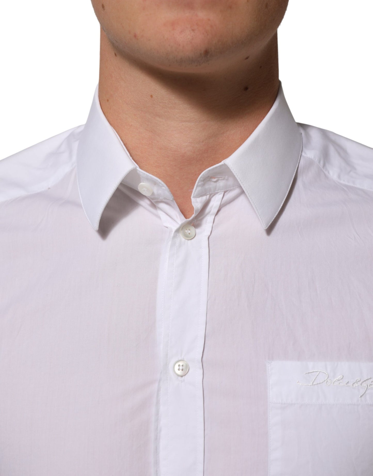 White Cotton Collared Men GOLD Dress Shirt