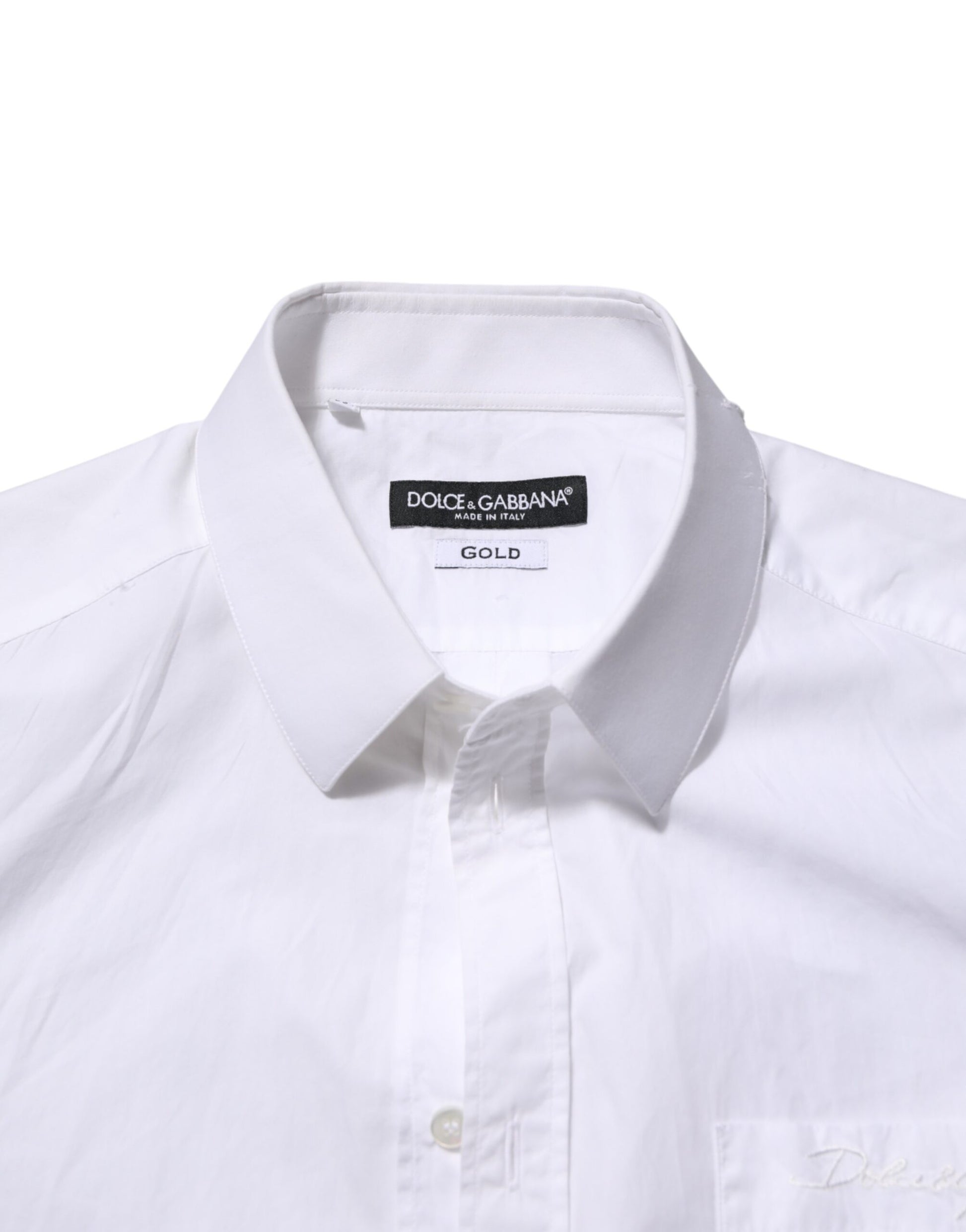 White Cotton Collared Men GOLD Dress Shirt