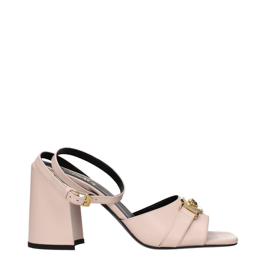 Pink Leather Platform Sandals