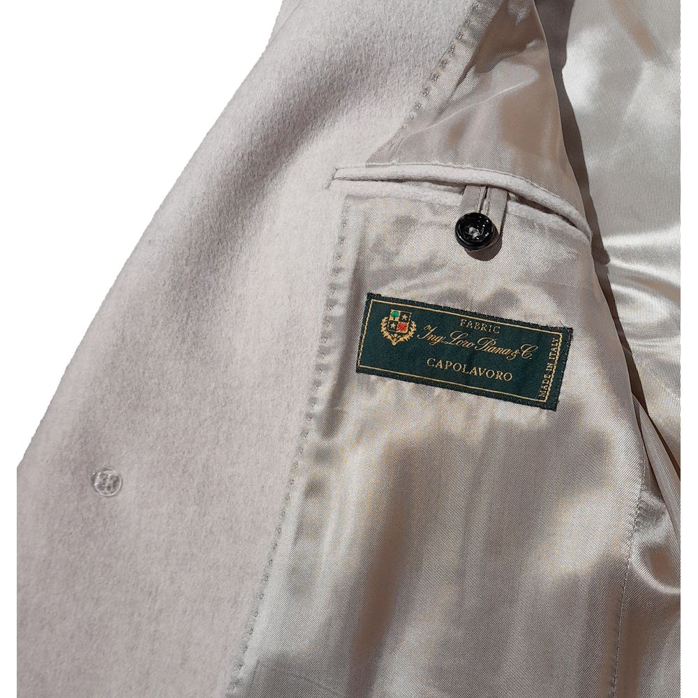 Beige Wool Men Jacket