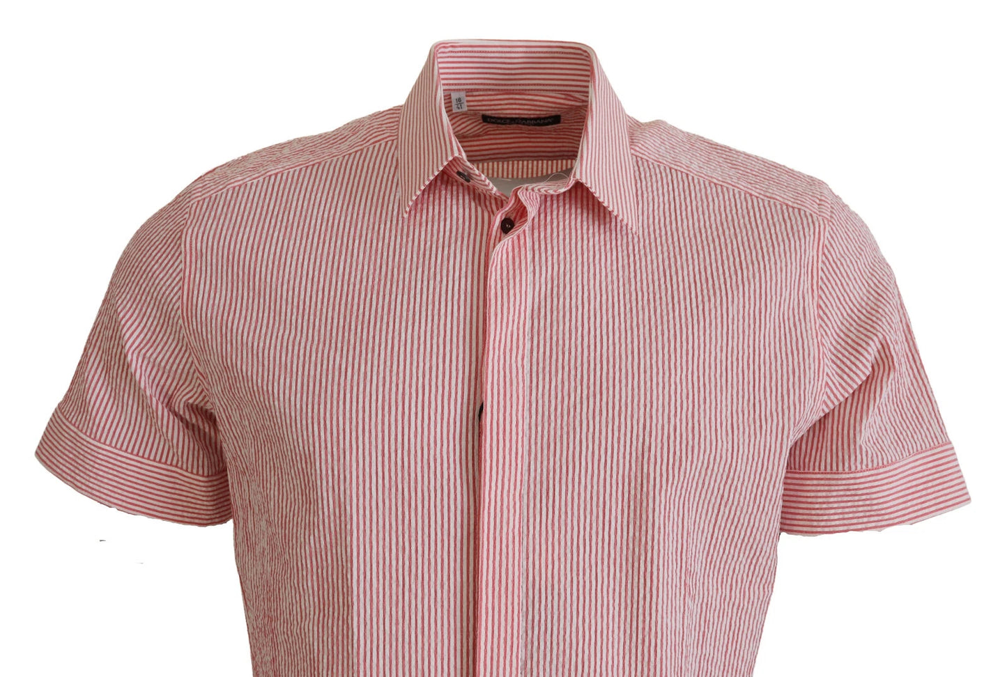 Red White Striped Cotton Short Sleeve Shirt