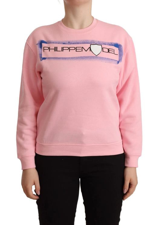 Pink Printed Long Sleeves Pullover Sweater