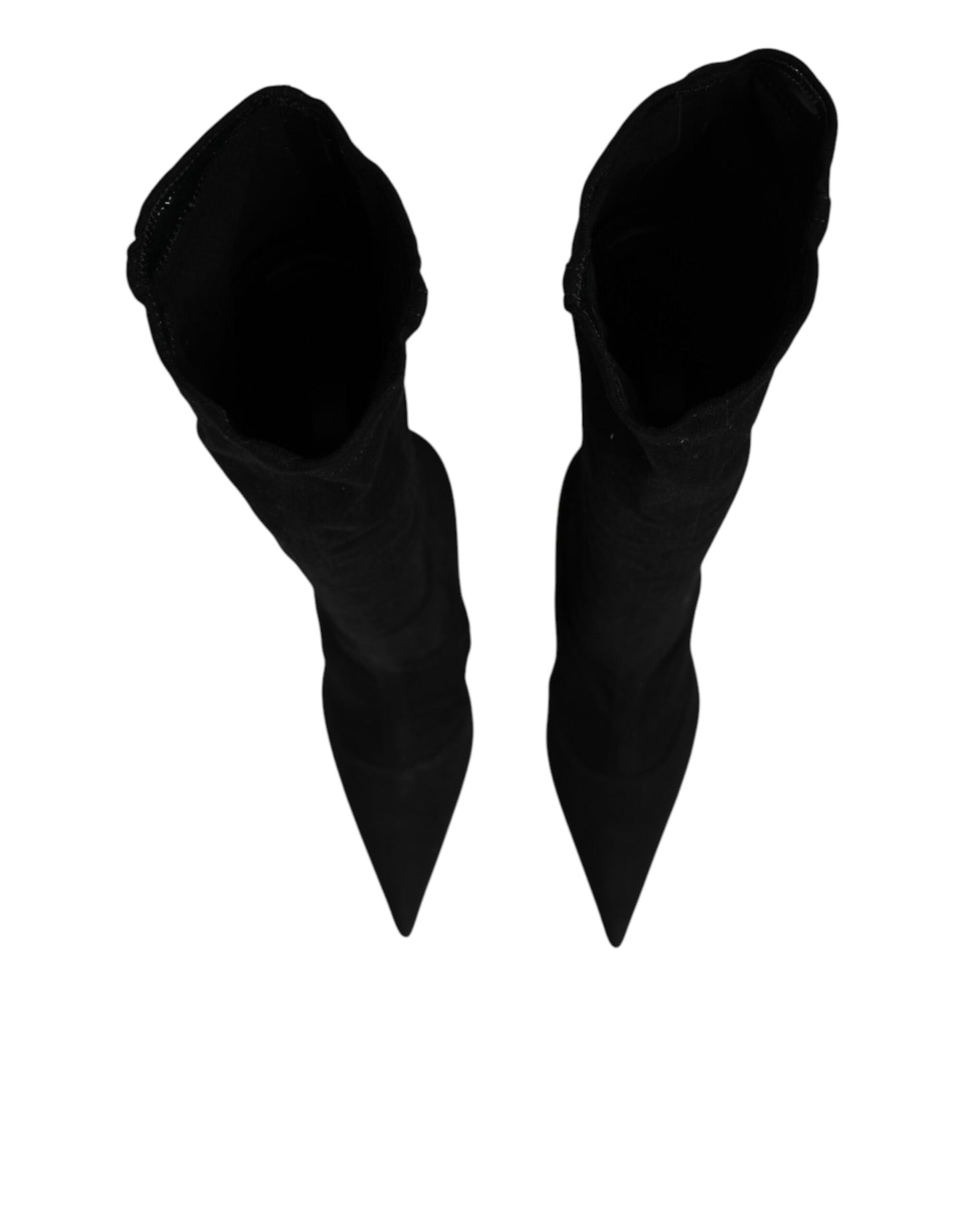 Black Cotton Stretch High Heels Boots Shoes