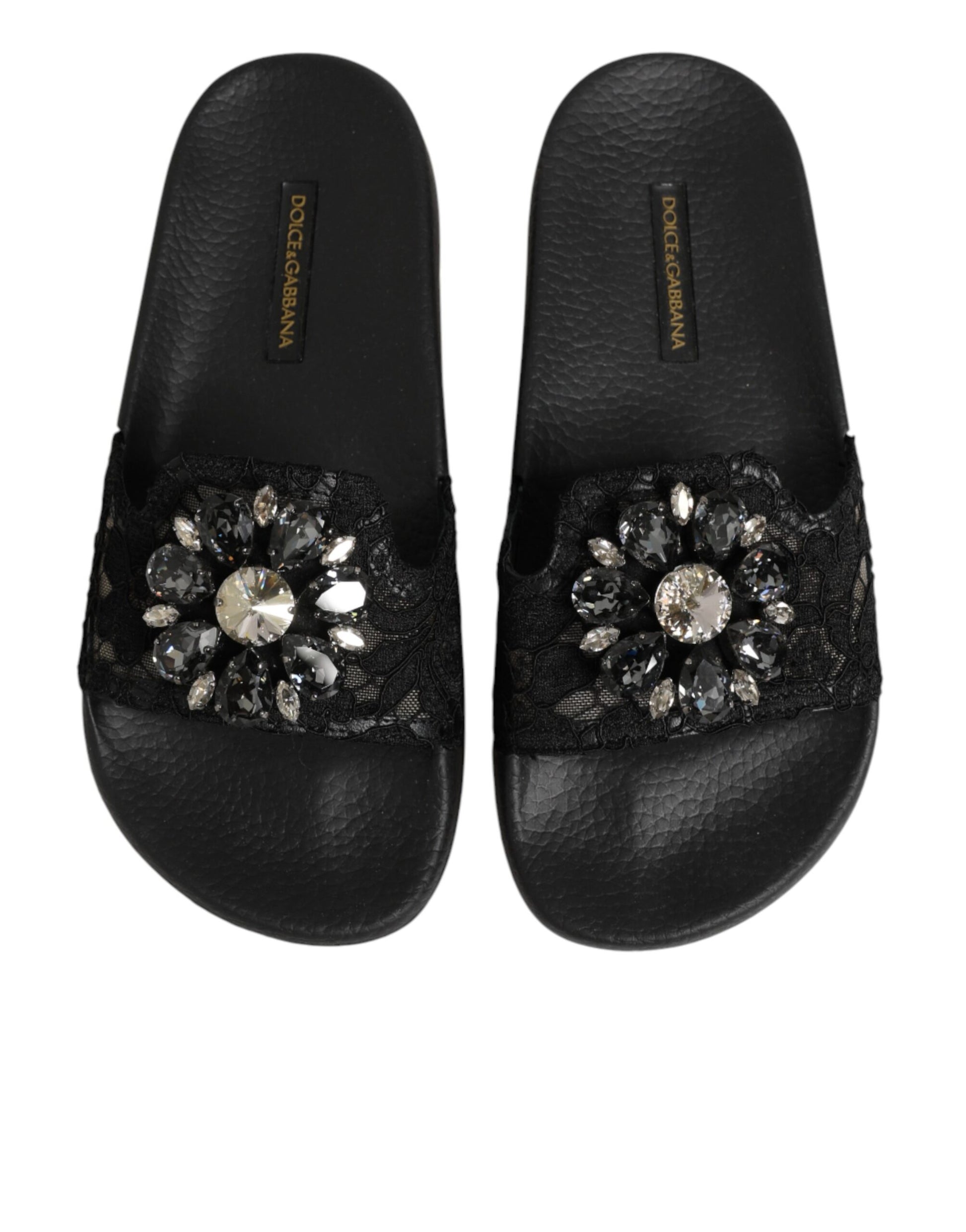 Black Devotion Matelassé Leather Slides Shoes