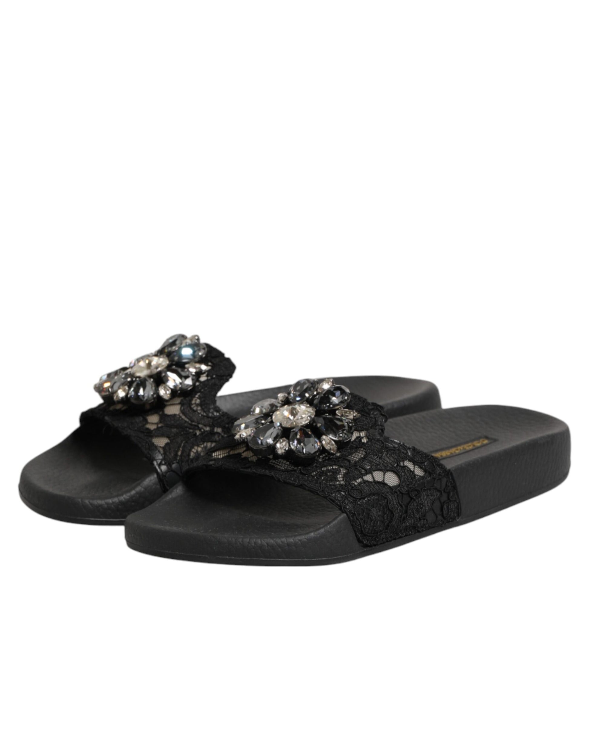 Black Devotion Matelassé Leather Slides Shoes
