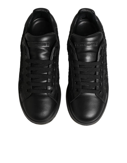 Black Floral Lace Low Top Sneakers Shoes