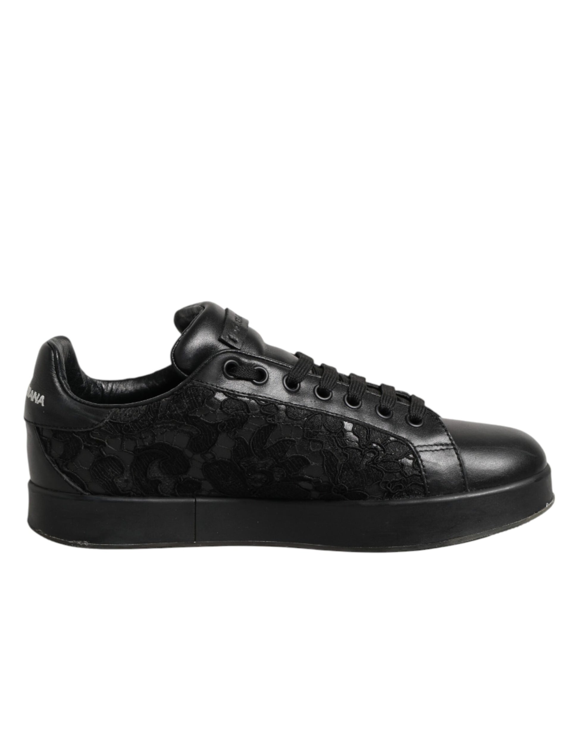 Black Floral Lace Low Top Sneakers Shoes