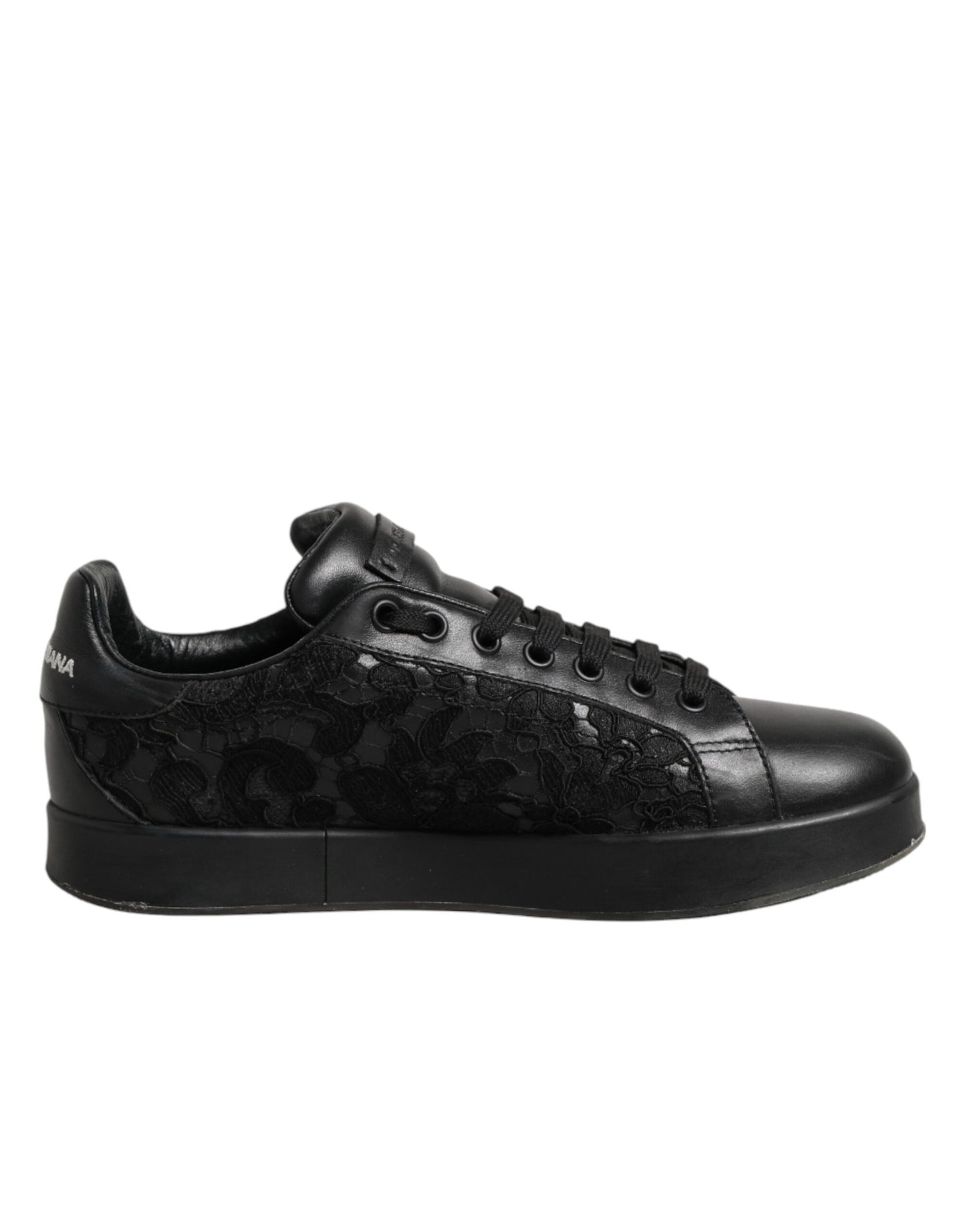 Black Floral Lace Low Top Sneakers Shoes
