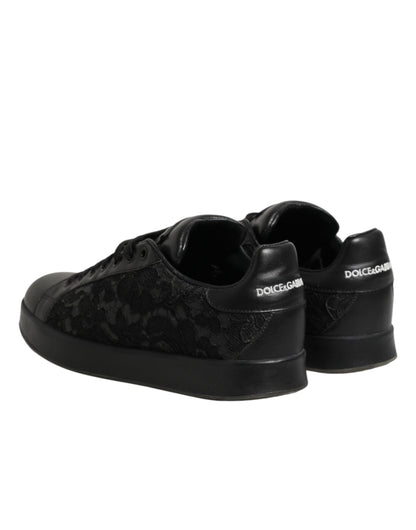 Black Floral Lace Low Top Sneaker Shoes