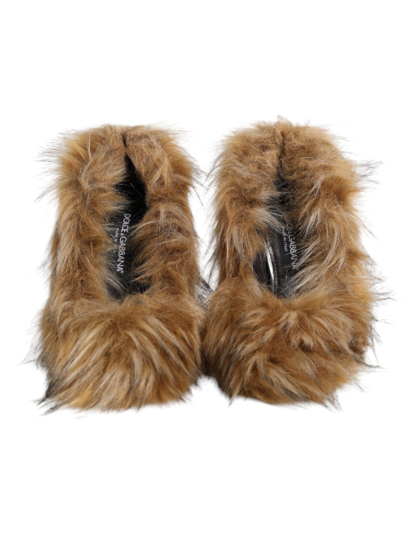 Brown Fur Leather High Heels Pumps Shoes