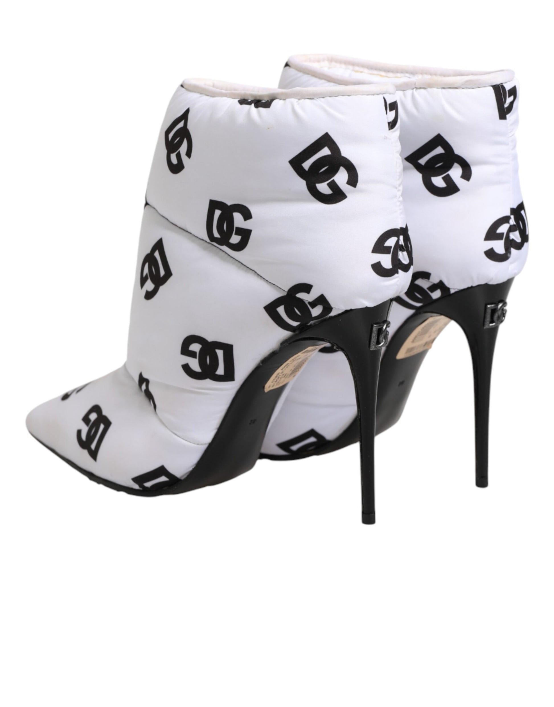 White DG Logo Heels Short Boots  Shoes