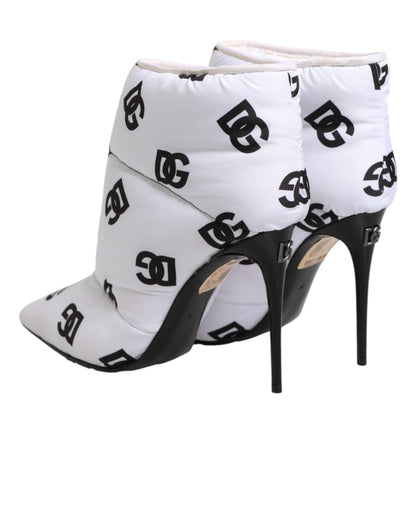 White DG Logo Heels Short Boots  Shoes