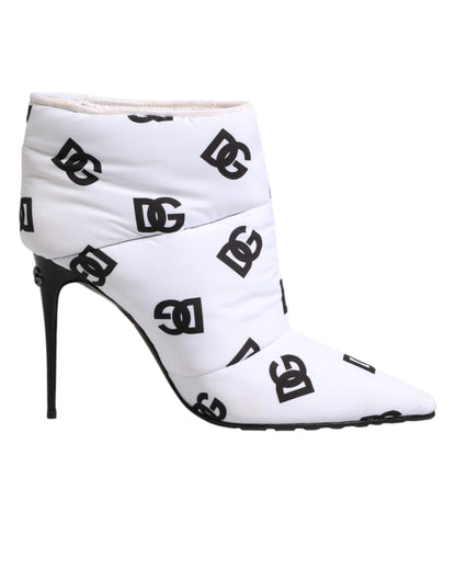 White DG Logo Heels Short Boots  Shoes