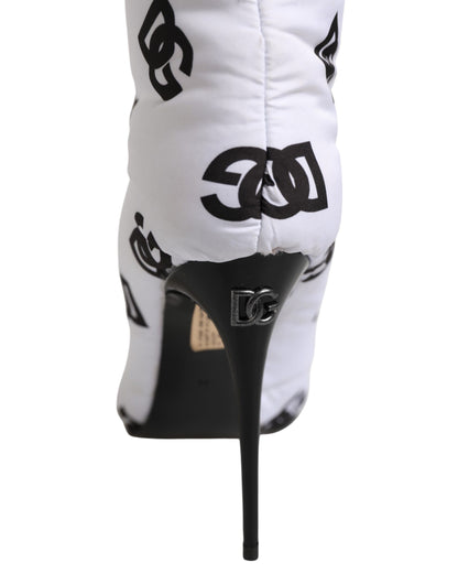 White DG Logo Heels Short Boots  Shoes