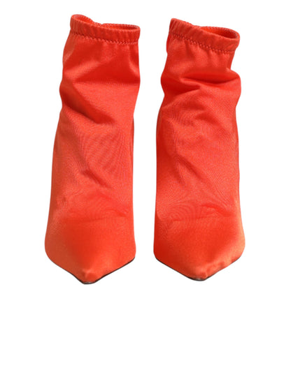 Orange DG Logo Heels Ankle Boots Shoes