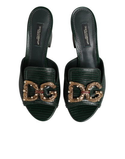 Green DG Amore Heel Slides Sandals Shoes