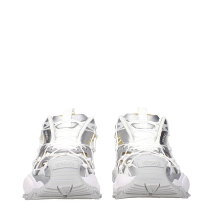 White Fabric Chunky Sneakers