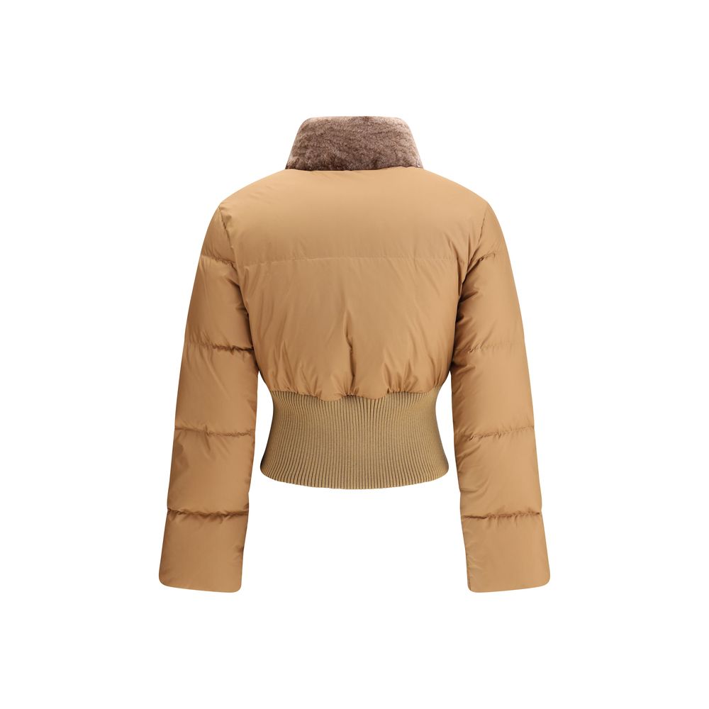 Cropped Down Jacket with Shearling lining