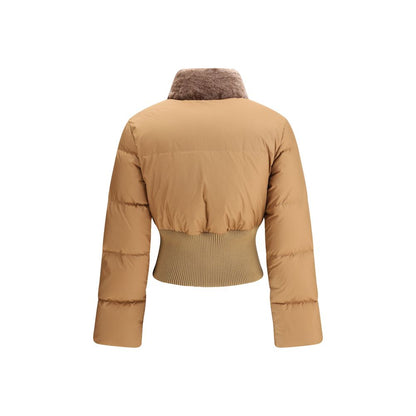 Cropped Down Jacket with Shearling lining