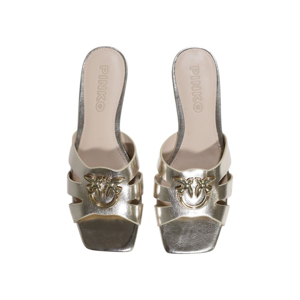 Gold Leather Flat Sandals