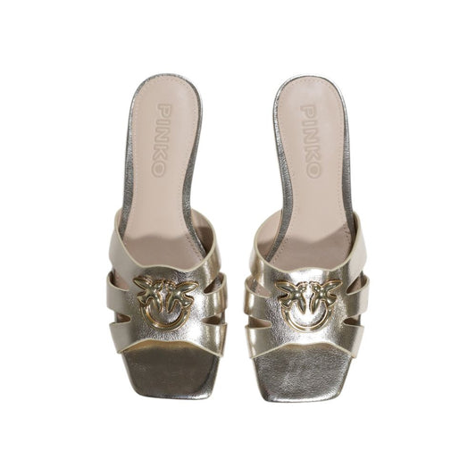 Gold Leather Flat Sandals