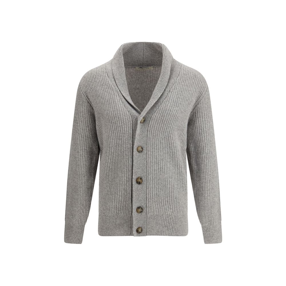 Virgin Wool Shawl-Collar Cardigan