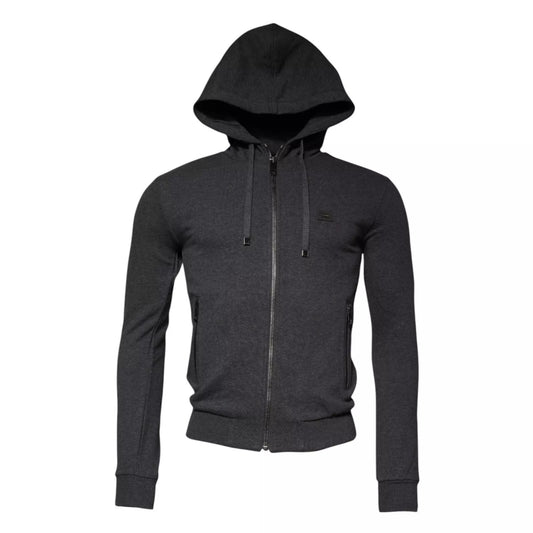 Gray Logo Full Zip Hooded Sweatshirt Sweater