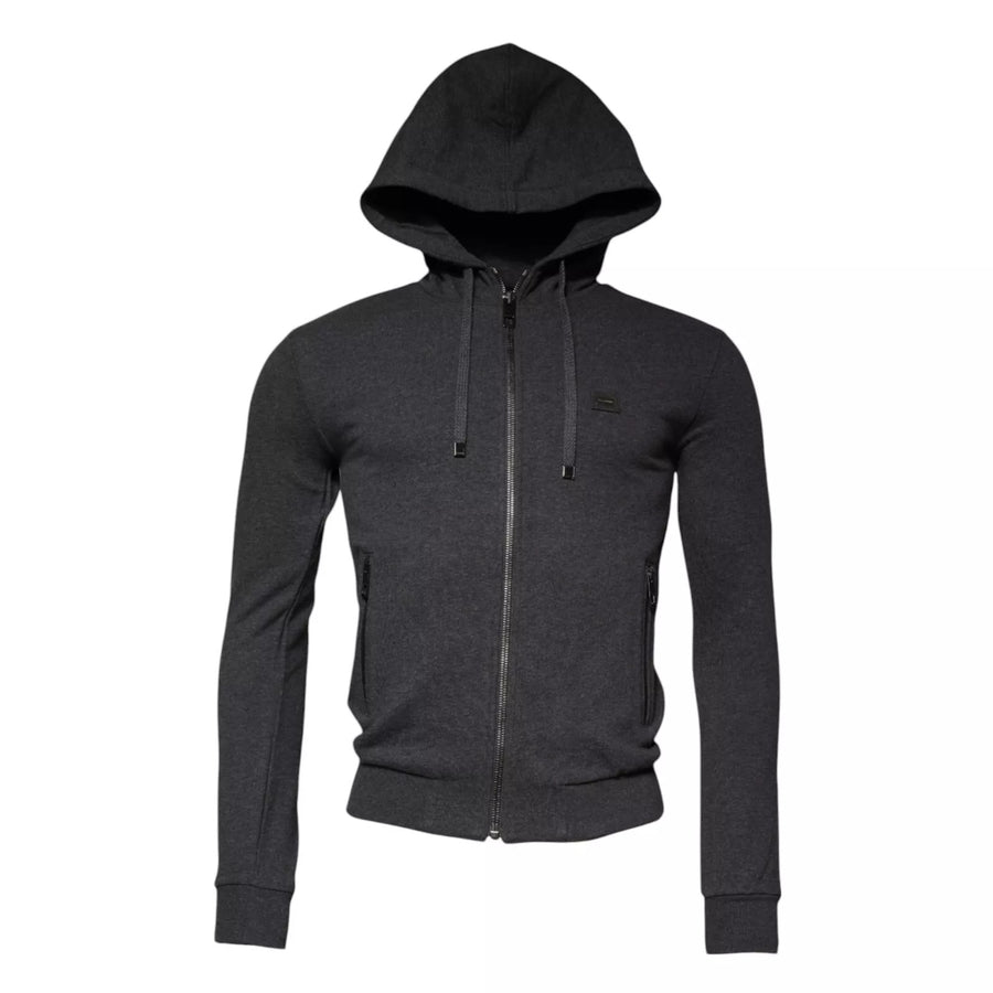 Gray Logo Full Zip Hooded Sweatshirt Sweater