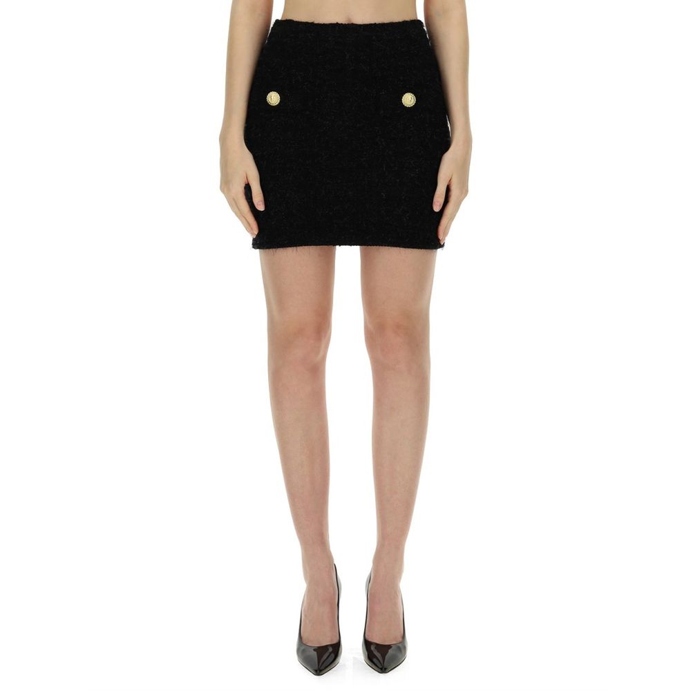 Black Cotton Mini Skirt