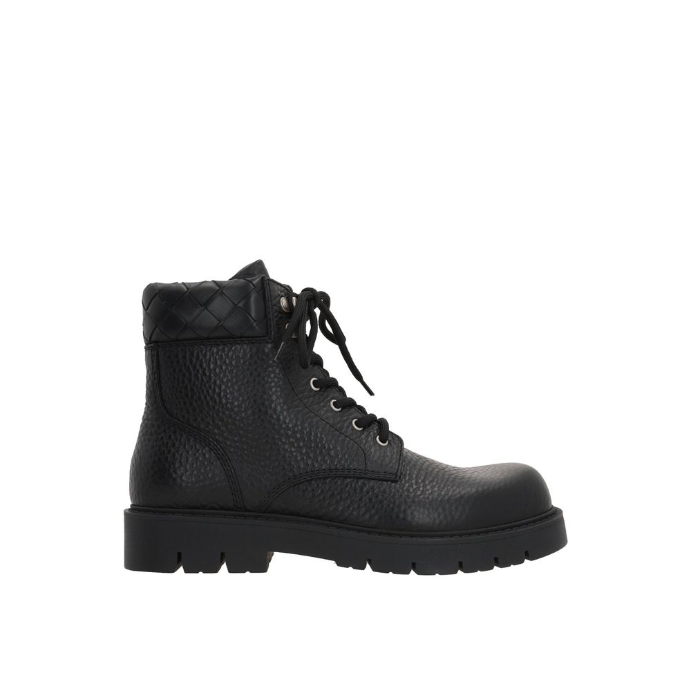 Black Calfskin Lace-Up Boots