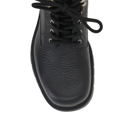 Black Calfskin Lace-Up Boots