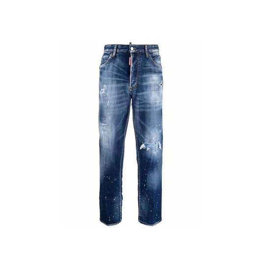 Blue Cotton Boyfriend Jeans