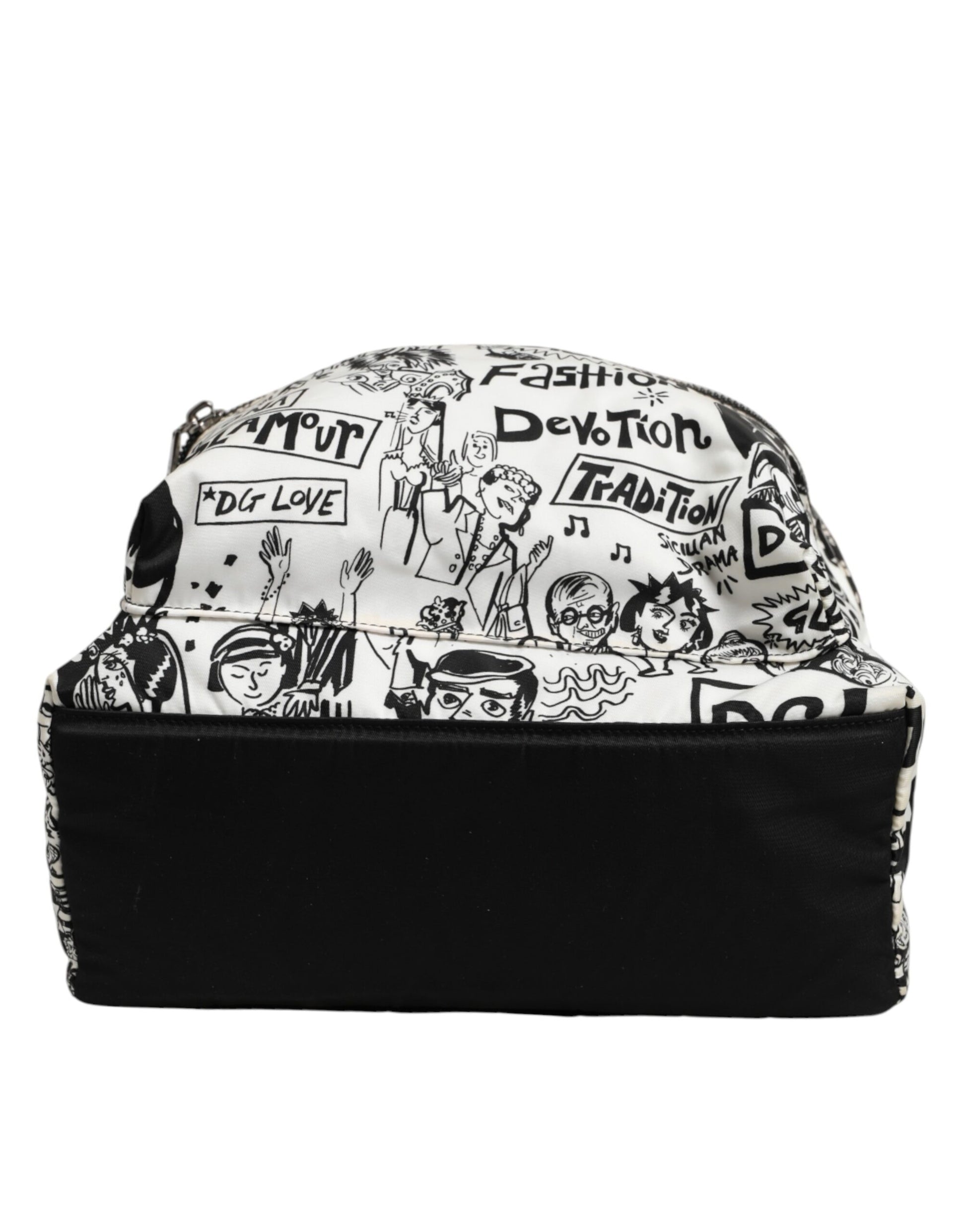 Black White Graffiti Print School Backpack Men Borse Bag