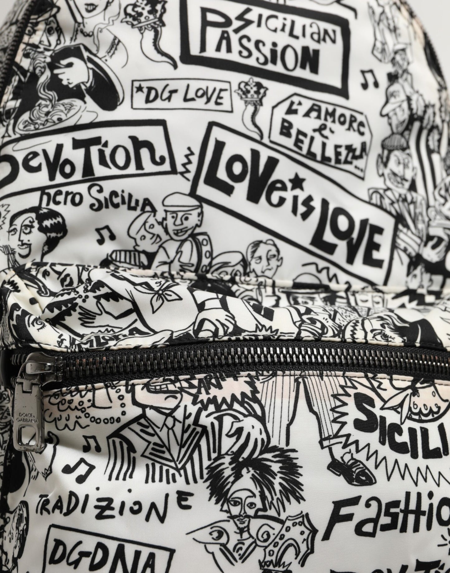 Black White Graffiti Print School Backpack Men Borse Bag
