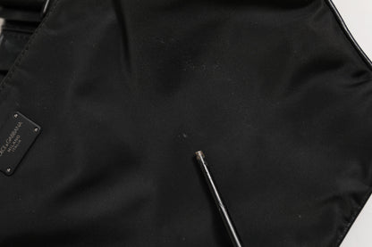 Black Logo Tape Print Waist Fanny Pack Men's Borse Bag