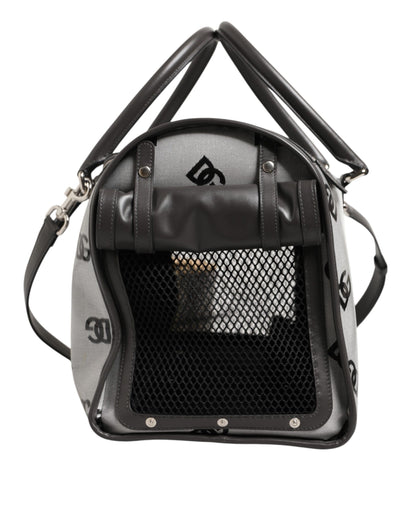 White DG Logo Pet Carrier Logo Plaque Top Handle Bag