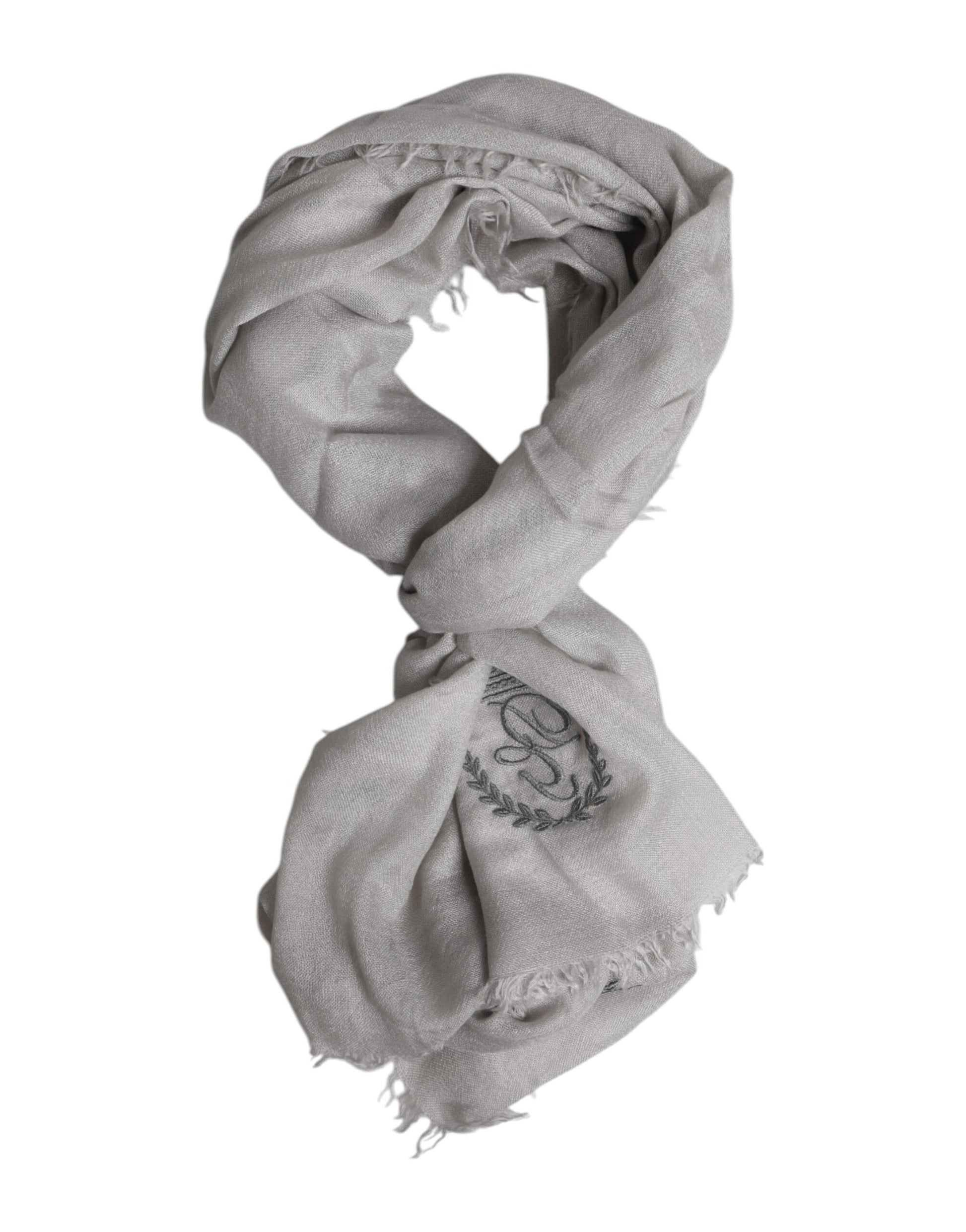 Gray Cashmere Knit Fringes Neck Foulard 67cm x200cm Foulard Scarf