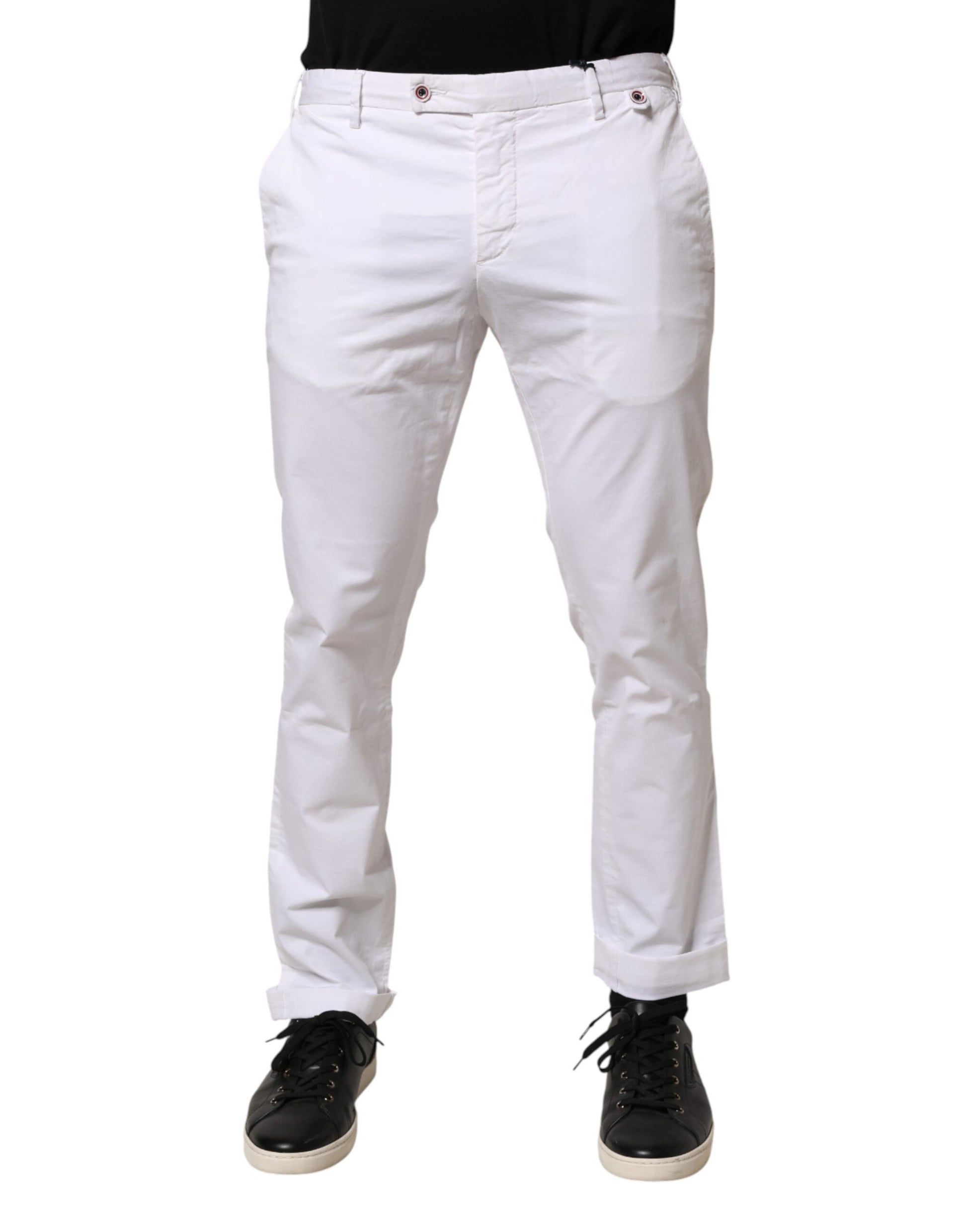 White Cotton Skinny Fit Mid Waist Denim Trouser Jeans